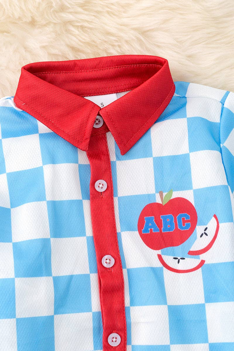 Boys checkered printed back to school shirt. TPB50176: S