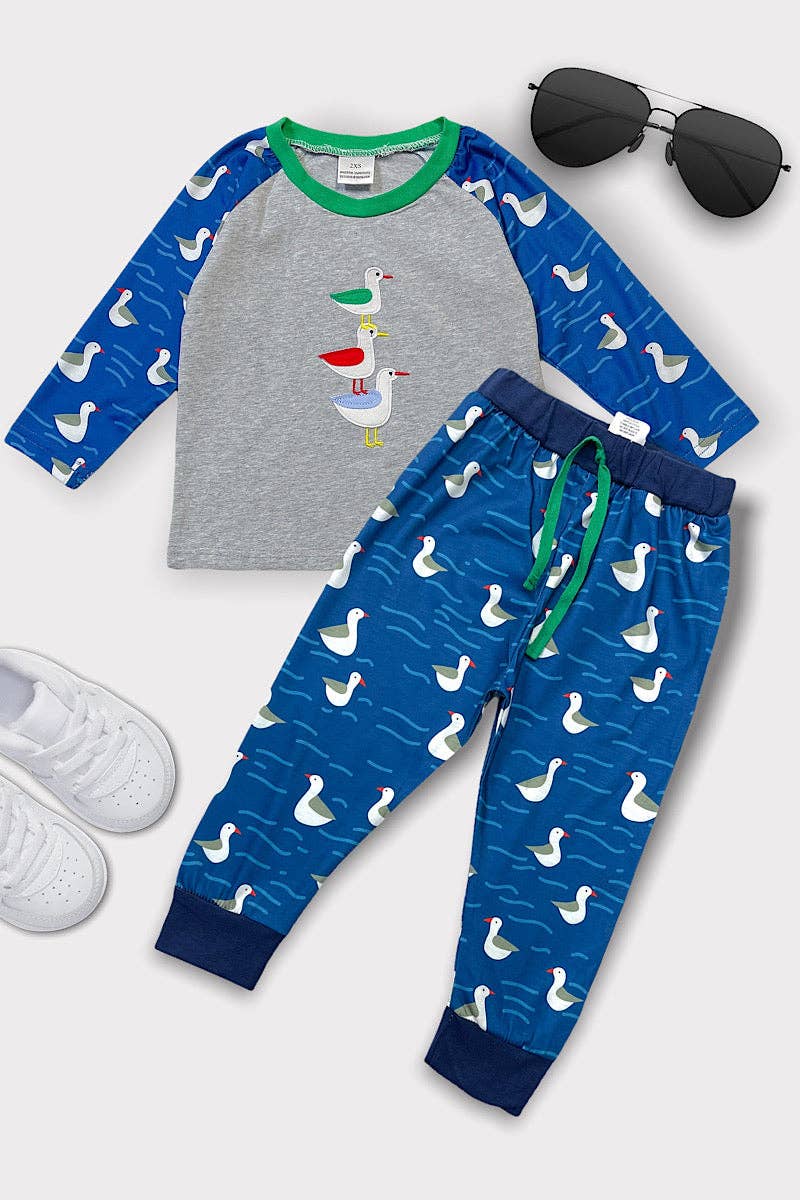 Multi color seagull/applique boys pj set. LC-CKTZ-20216465 A: XS