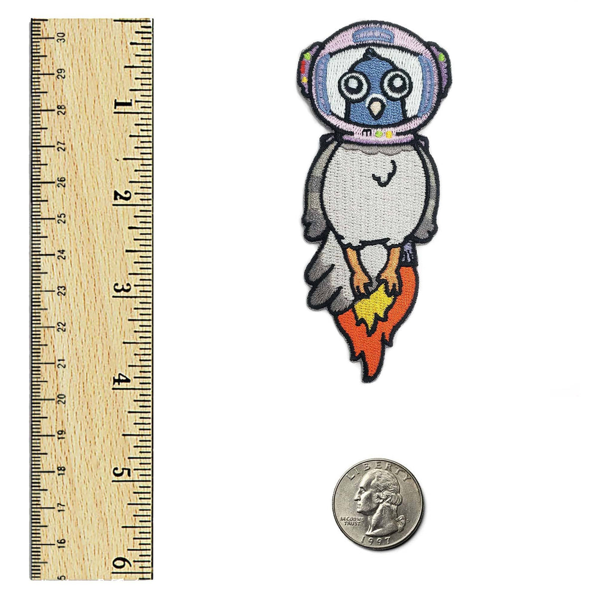 Astronaut Pigeon Patch  - Embroidered Iron-On Patch: Iron On