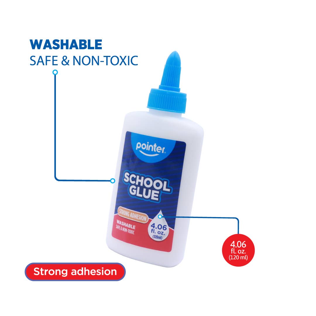 School Glue – White Washable 4oz PDQ 24 Units