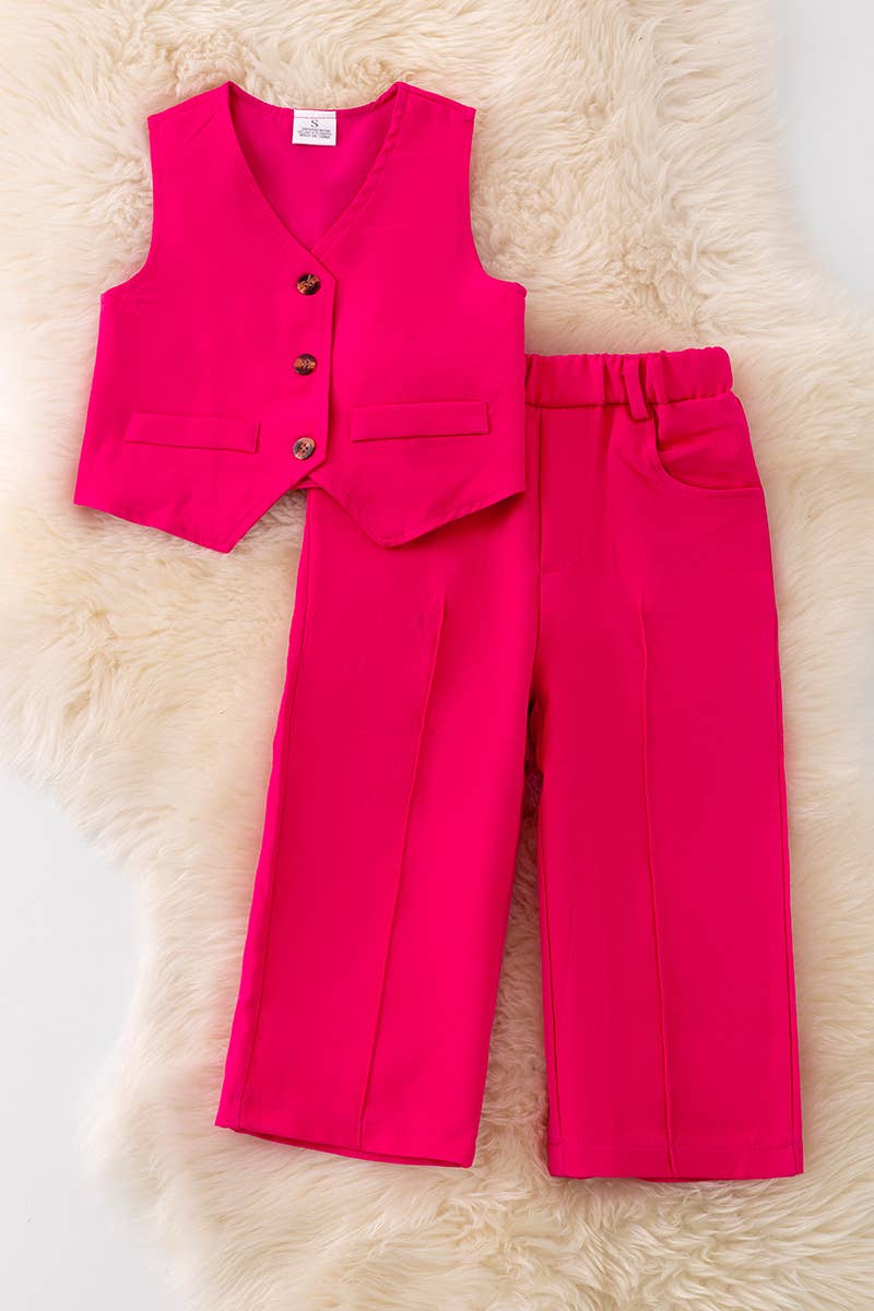 Fuschia fashion vest and pants set. OFG42726 JEANN: XS