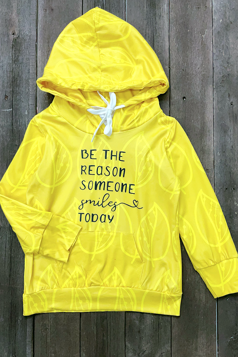 YELLOW SWEATSHIRT WITH HOODIE. (BE THE REASON SOMEONE SMILE TODAY!) CXS-950367 WEN: S