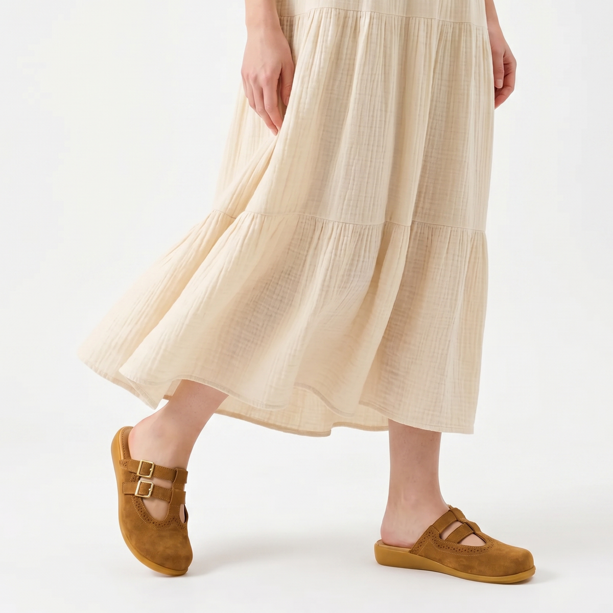 Camel Suede Women's Mary Jane Clogs: 39 HCD/ 9 US/ 10.11"
