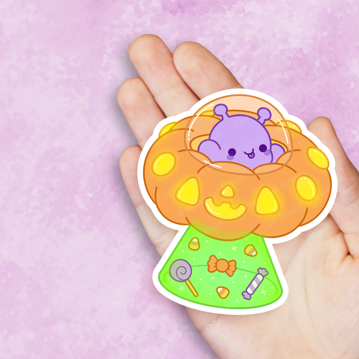 Halloween Alien UFO Vinyl Sticker