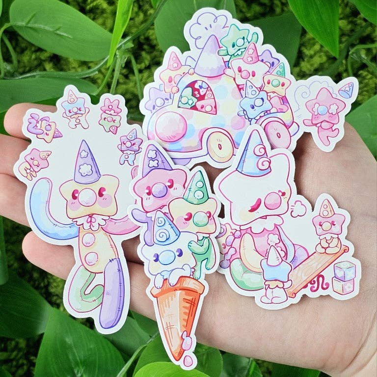 Star Baby Clown Stickers: ALL 4!