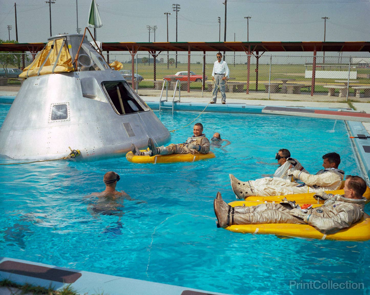 Apollo 1 Astronauts Working by the Pool: 20" x 30"