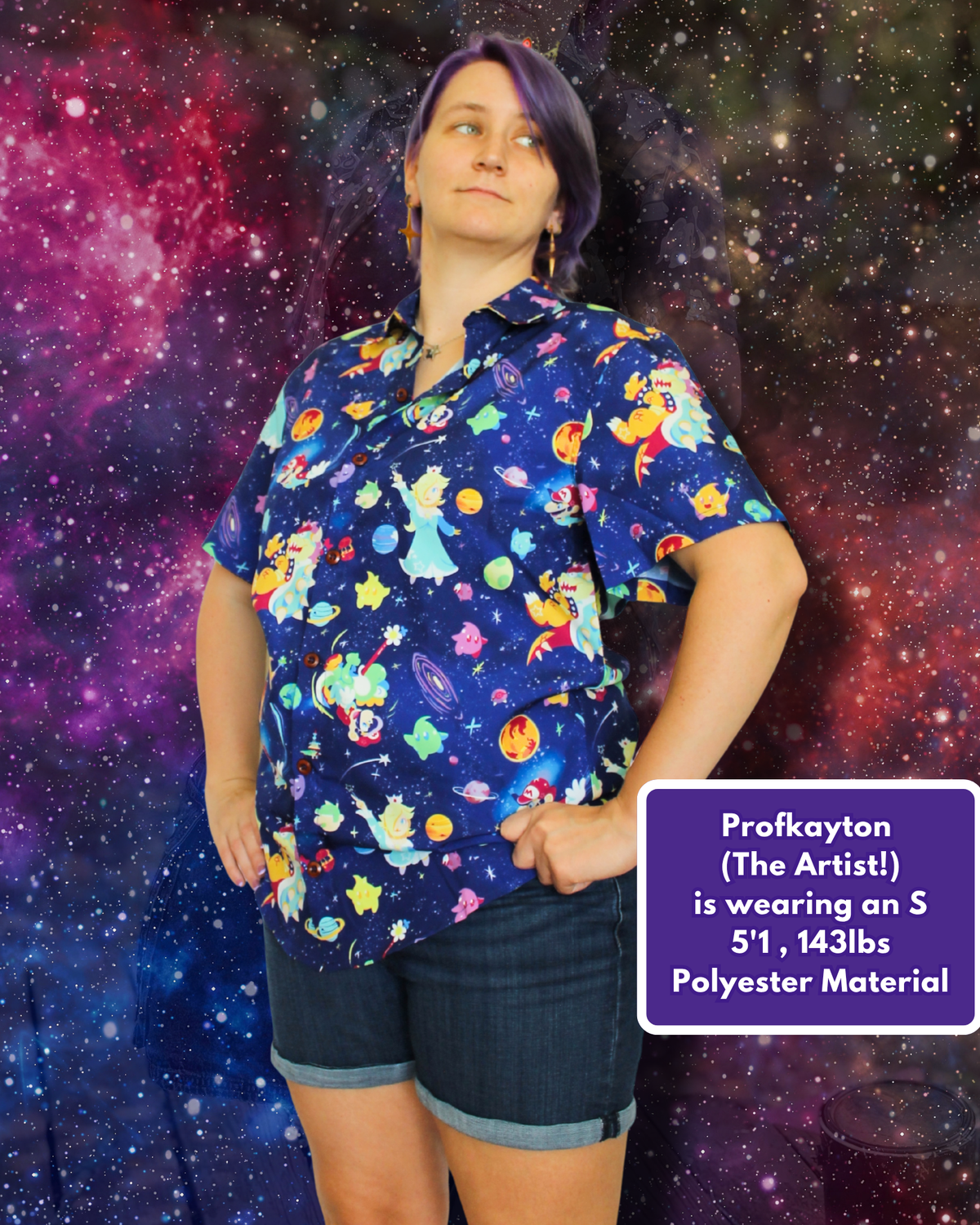 Mario Galaxy Button-Up Shirt: 2X
