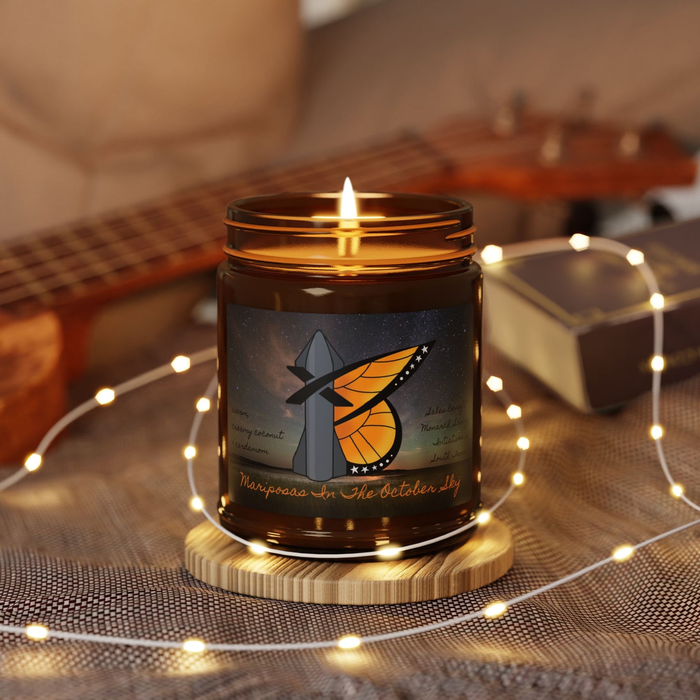 Mariposas In The October Sky Candle, 9 oz, (Benefits Monarch Butterfly Charities)