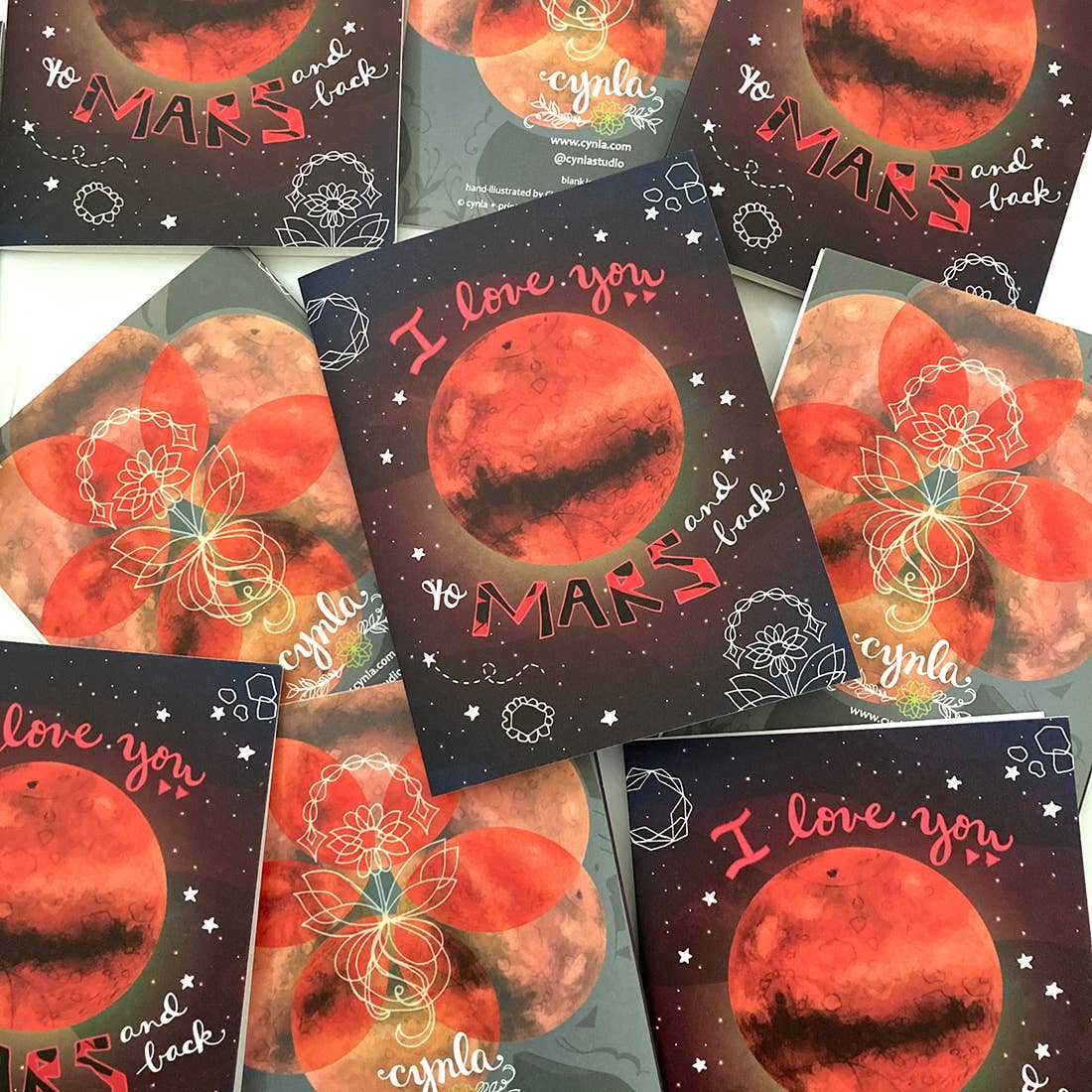 Mars card - I love you to mars and back romantic planet card