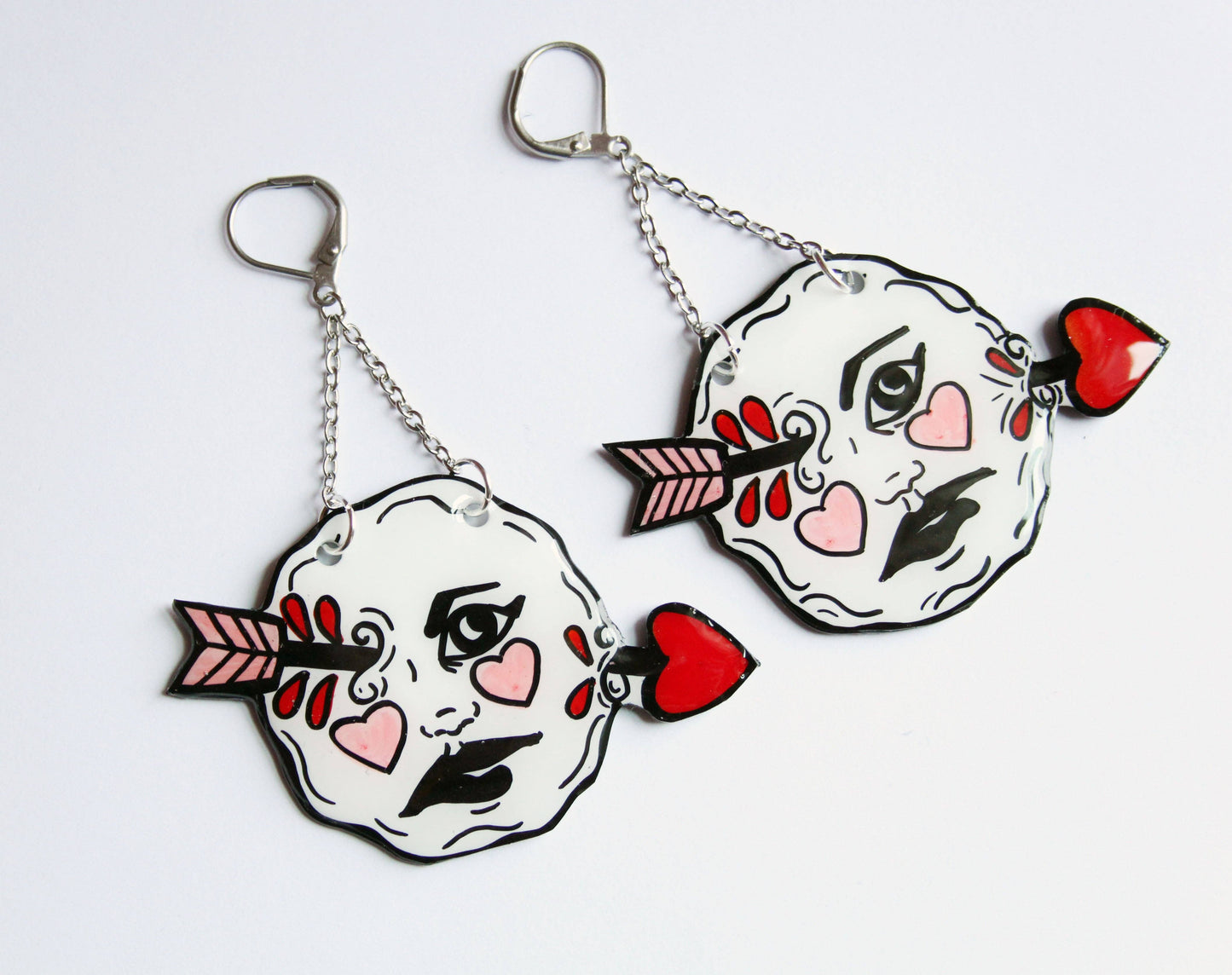 A Trip to the Moon and Back Resin Coated Earrings: Leverback
