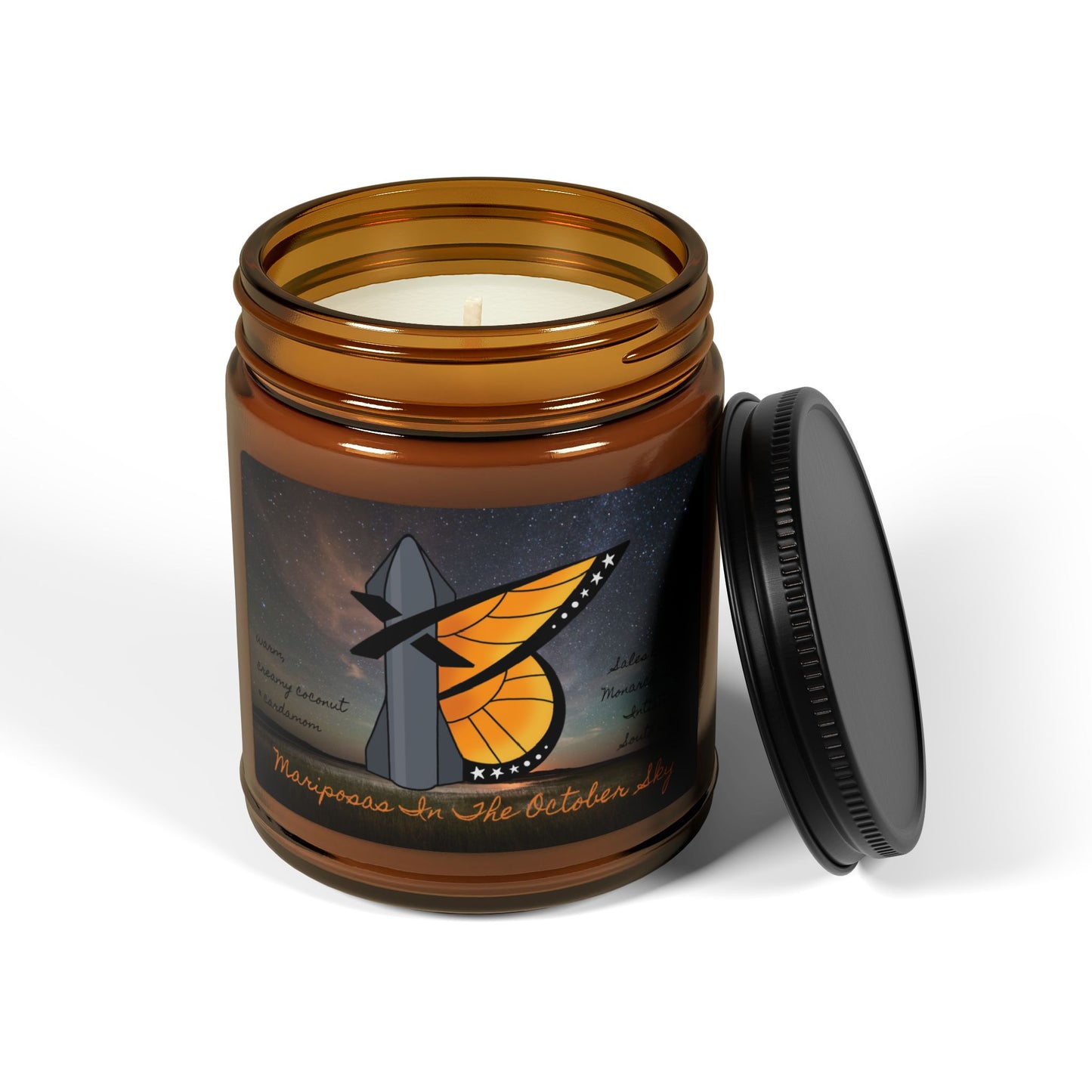 Mariposas In The October Sky Candle, 9 oz, (Benefits Monarch Butterfly Charities)