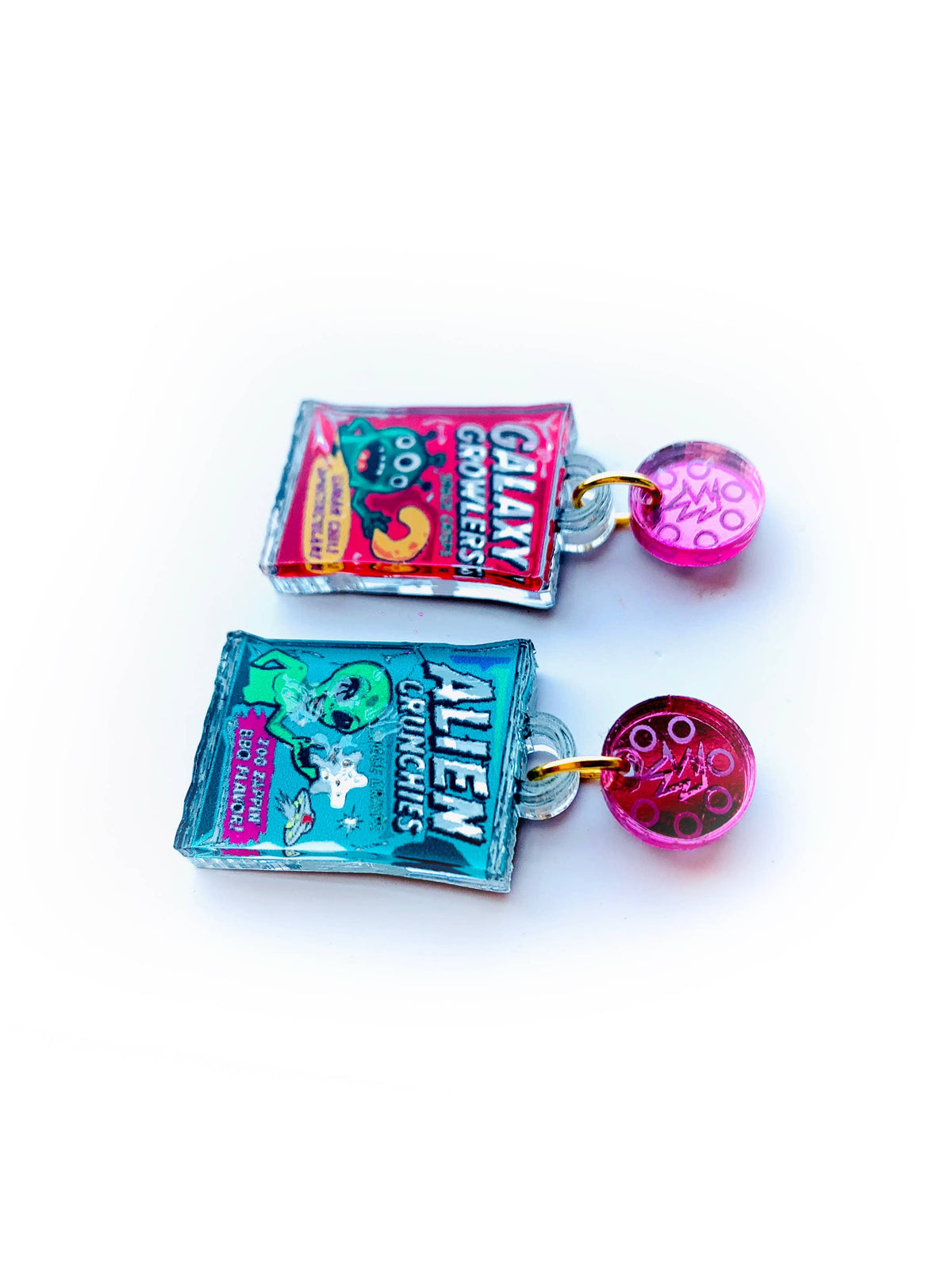 Sci fi statement acrylic earrings,food jewellery