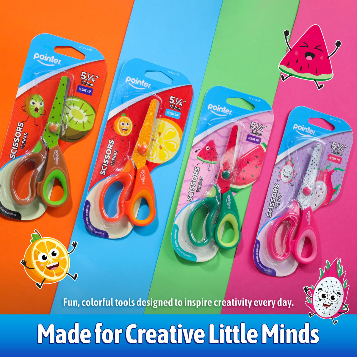 Scissors – Kids Fun Fruits 5.25in Blunt Tip Assorted