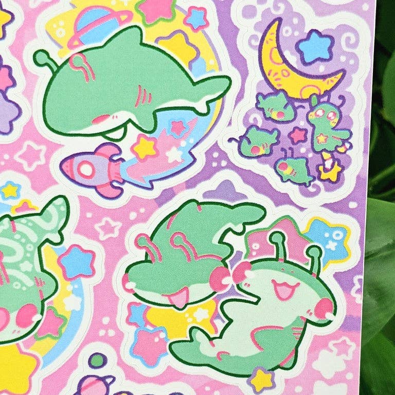 Alien Shark Sticker Sheet!