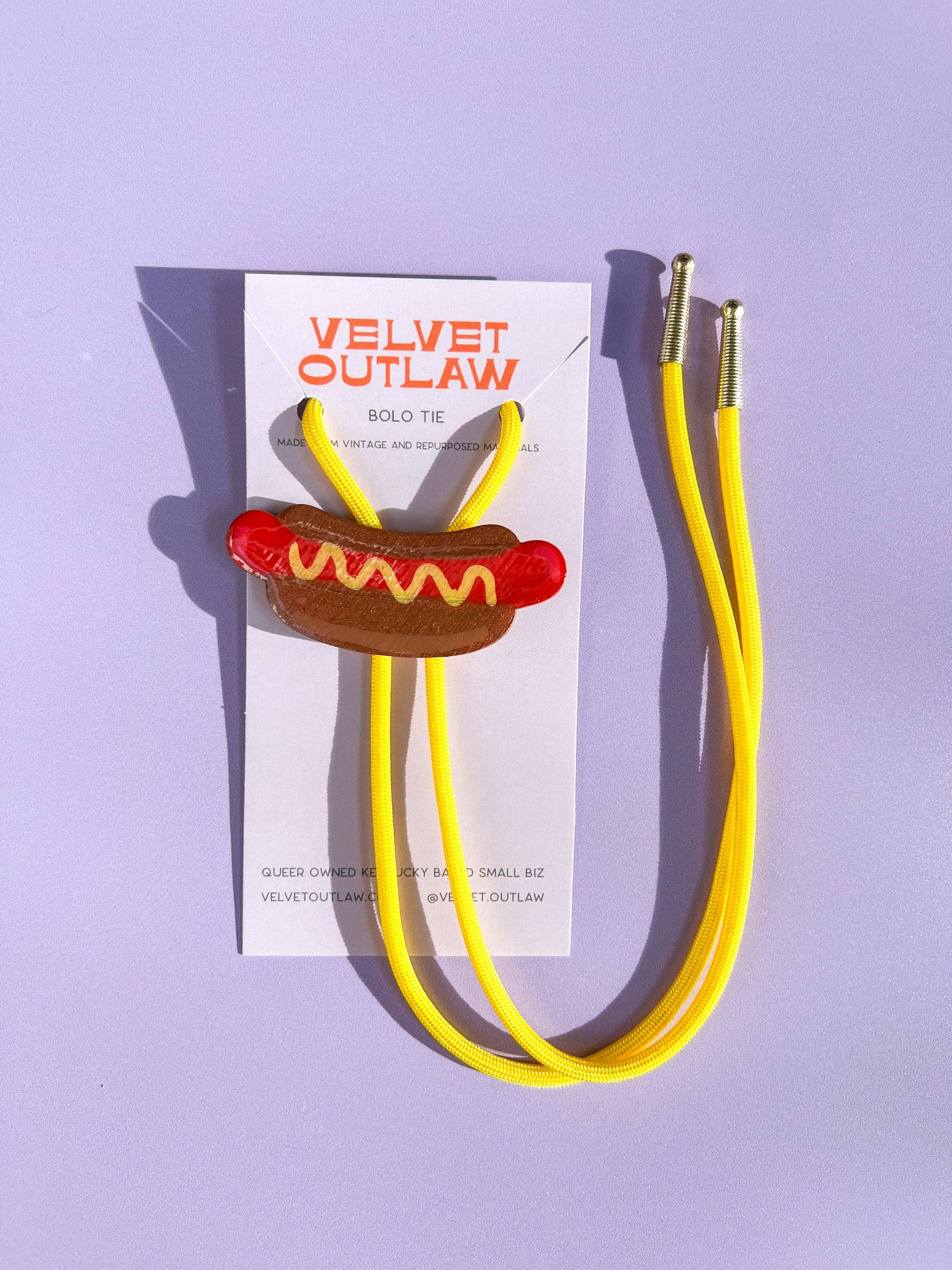 Hot Dog Bolo Tie - Fun Western Accessory: Yellow
