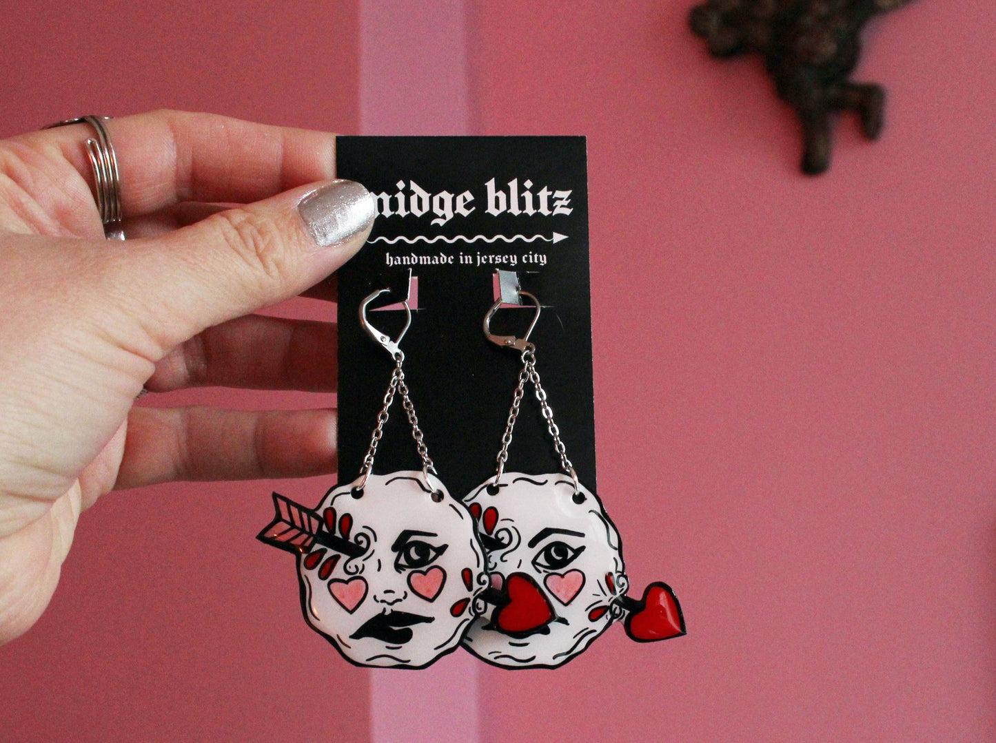 A Trip to the Moon and Back Resin Coated Earrings: Leverback