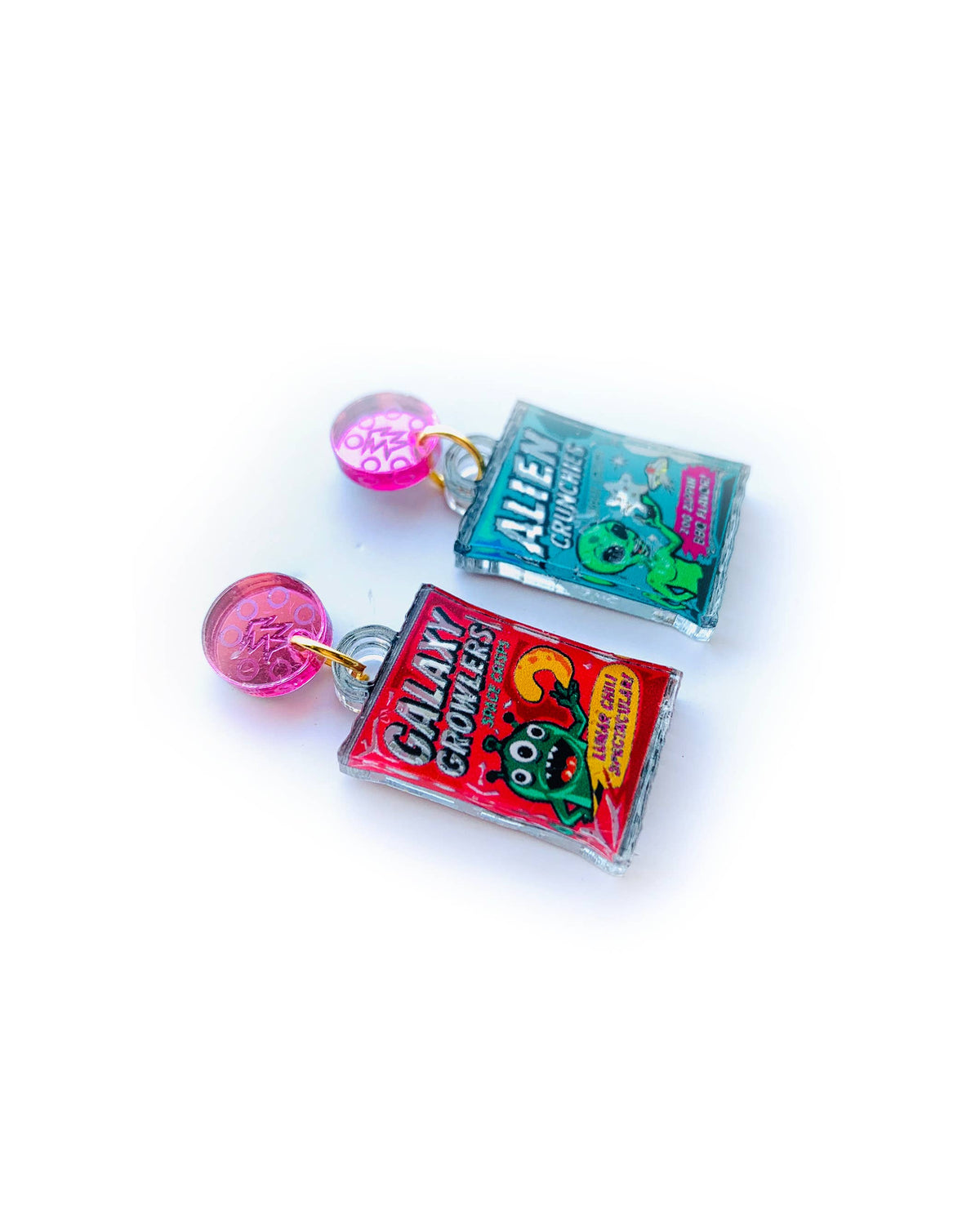 Sci fi statement acrylic earrings,food jewellery