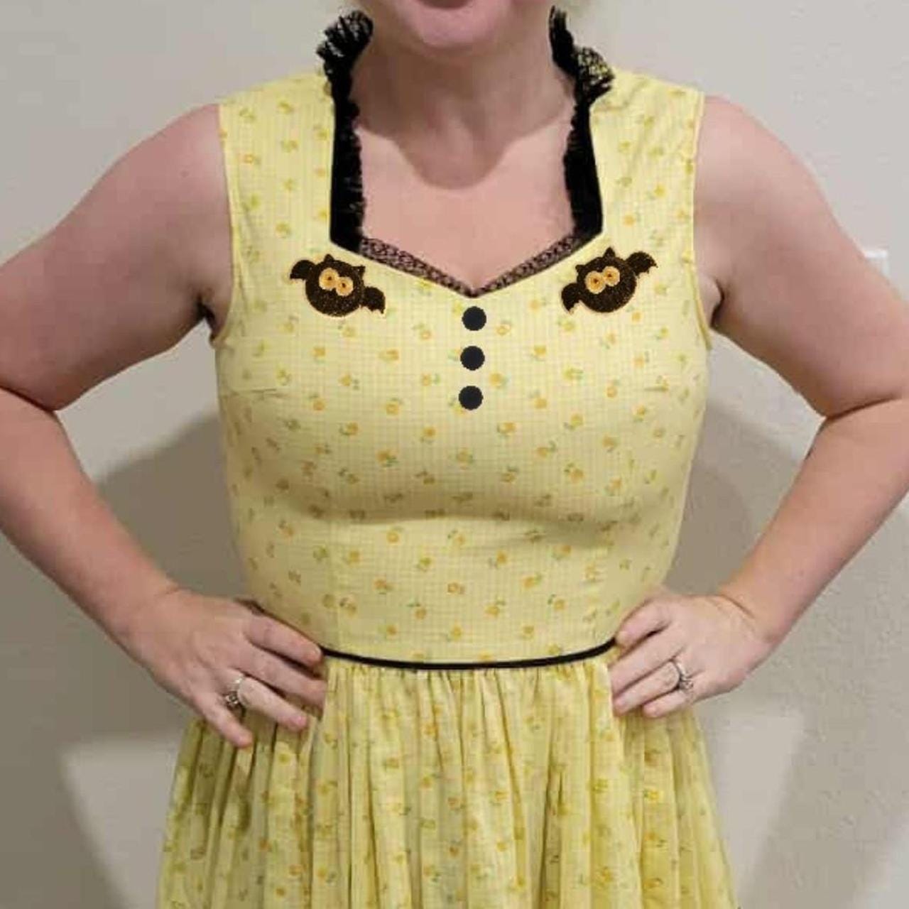 Vintage Swing Dress for Summerween, Handmade, OOAK, Upcycled, Swing Skirt, Pastel Goth, Rockabilly, Psychobilly, Bats, Sz Medium/6