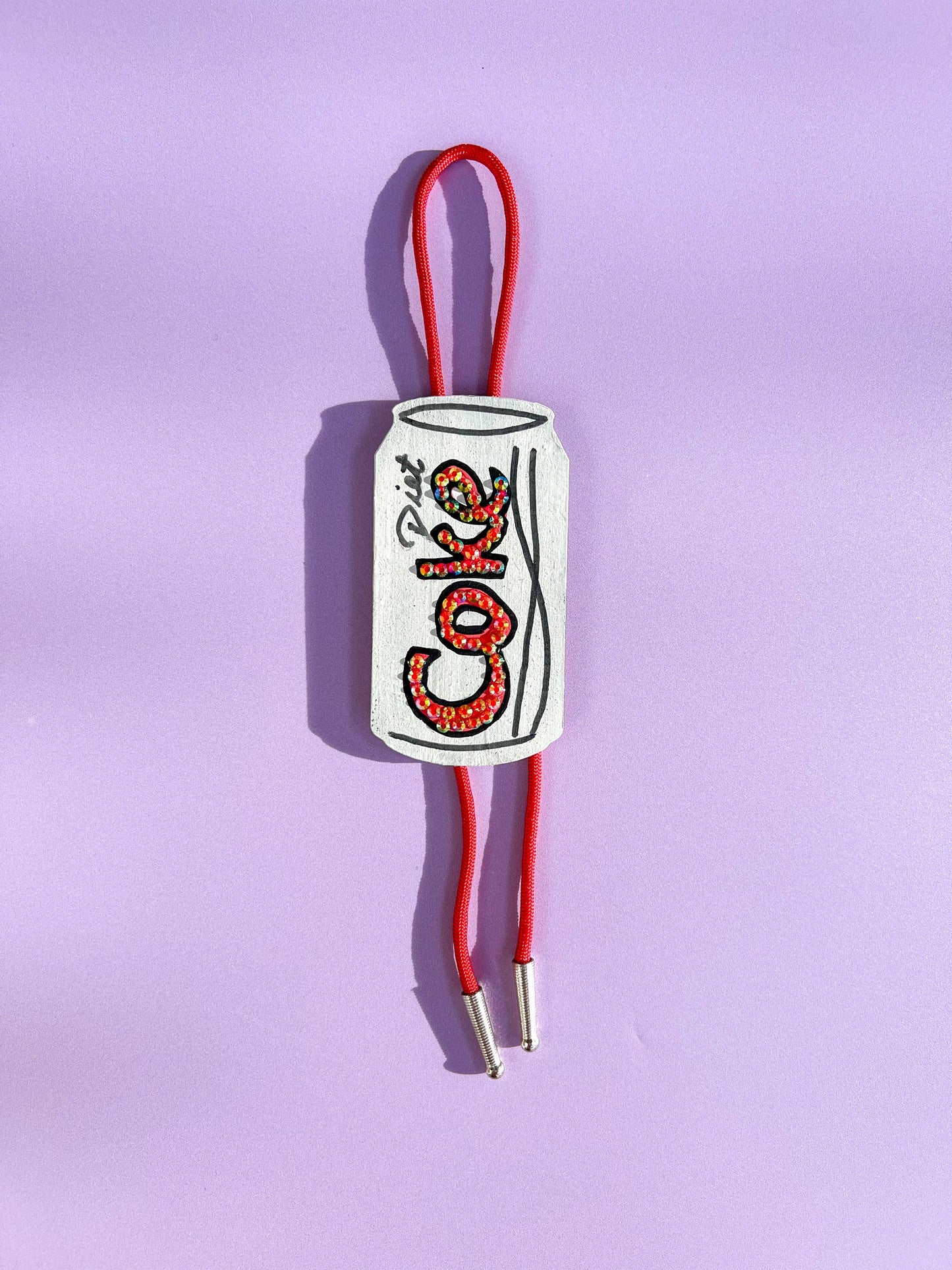 Diet Coke Bolo Tie / Mini Wall Hanging: Regular Bolo