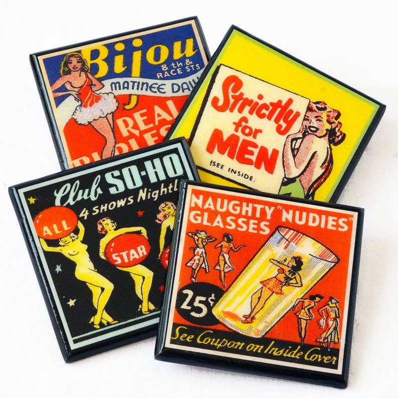 A Little Naughty: Vintage Burlesque Drink Coaster Set