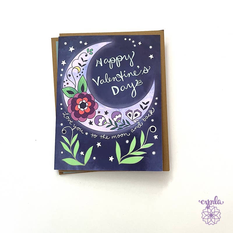 Valentine's Day Moon card - love you to the moon and back