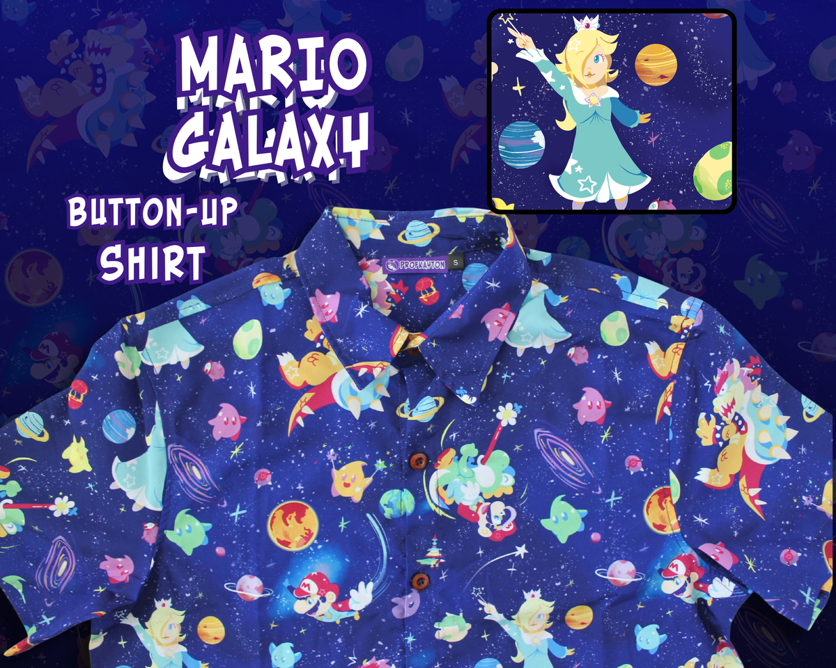 Mario Galaxy Button-Up Shirt: S