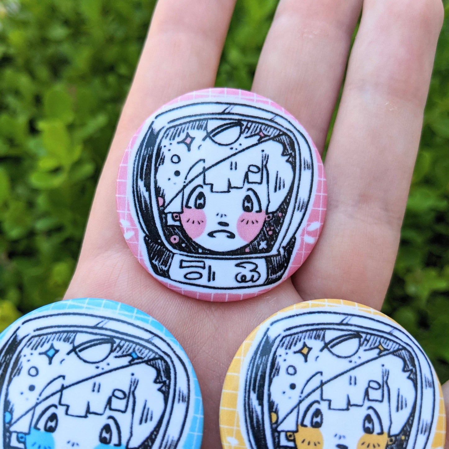 Space Girl Matching Buttons  1.5 inch: ALL THREE!