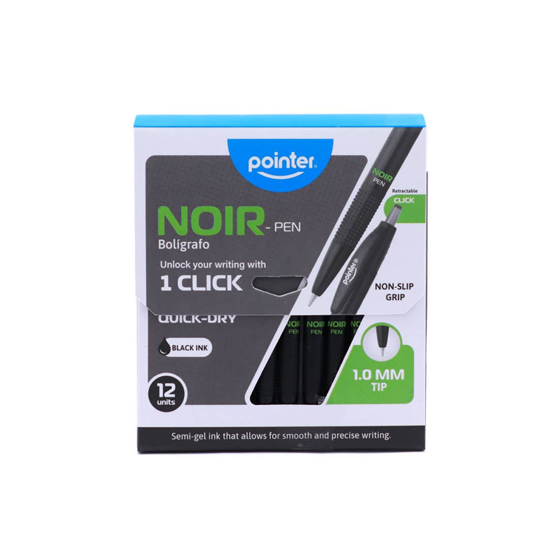Pens – Noir 1.0mm Black 12 Count Retractable