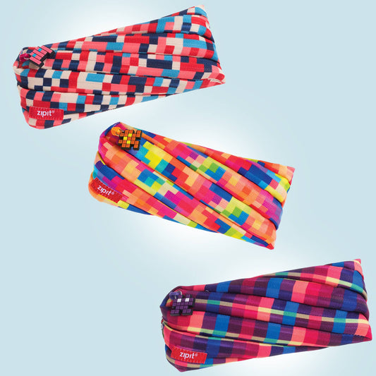 ZIPIT Pixel Pencil Case, Cool Gift for Kids, 16 Pack