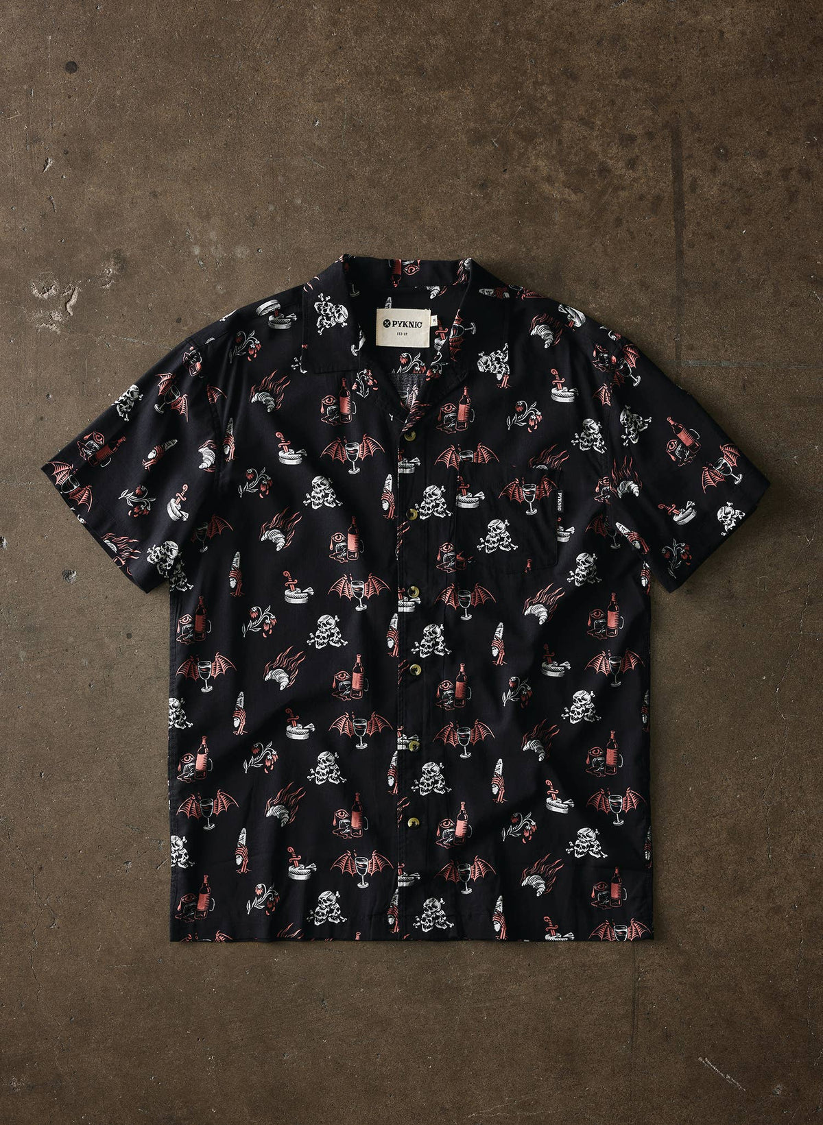Le Sigh French Wine Cheese Baguettes & Croissants Button-Up: Men's Medium