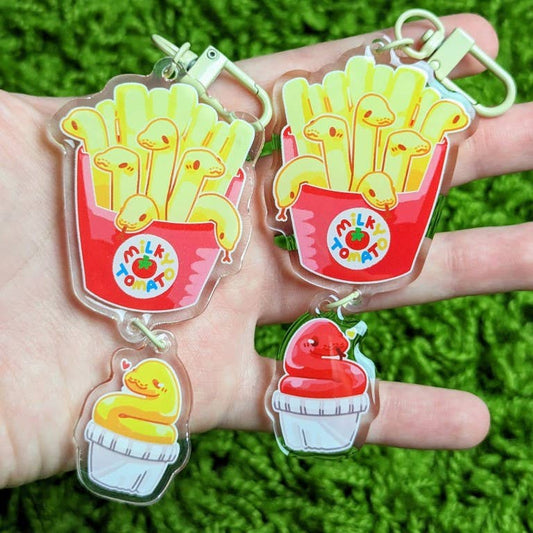 Snake Snack Fast Food Dangling Keychains: Snake Fries