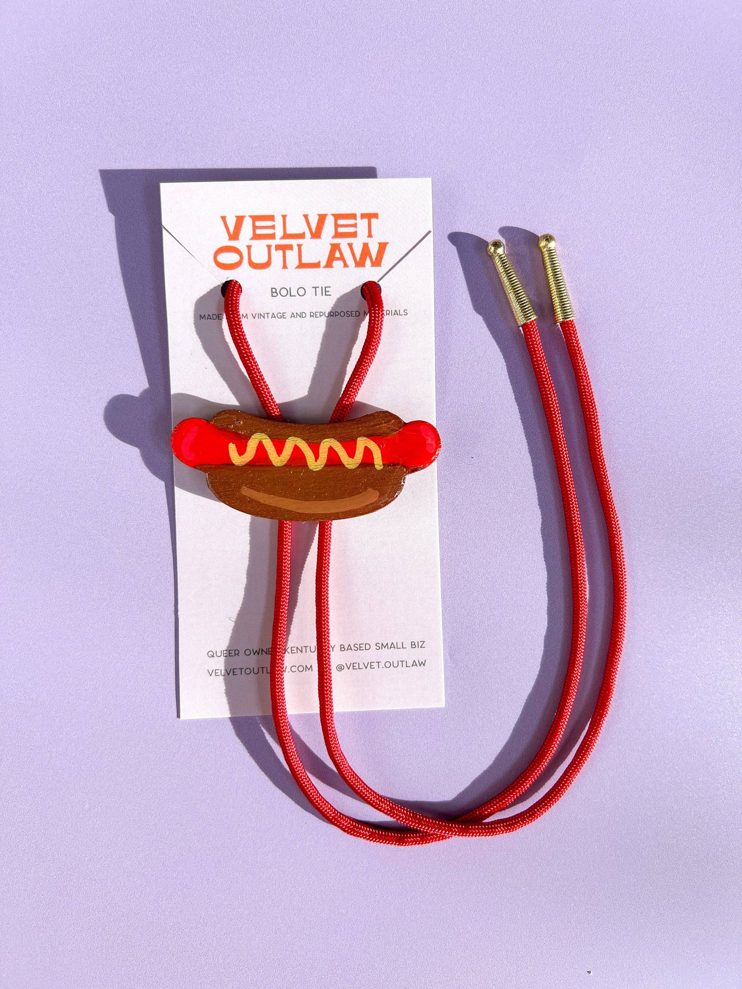 Hot Dog Bolo Tie - Fun Western Accessory: Yellow