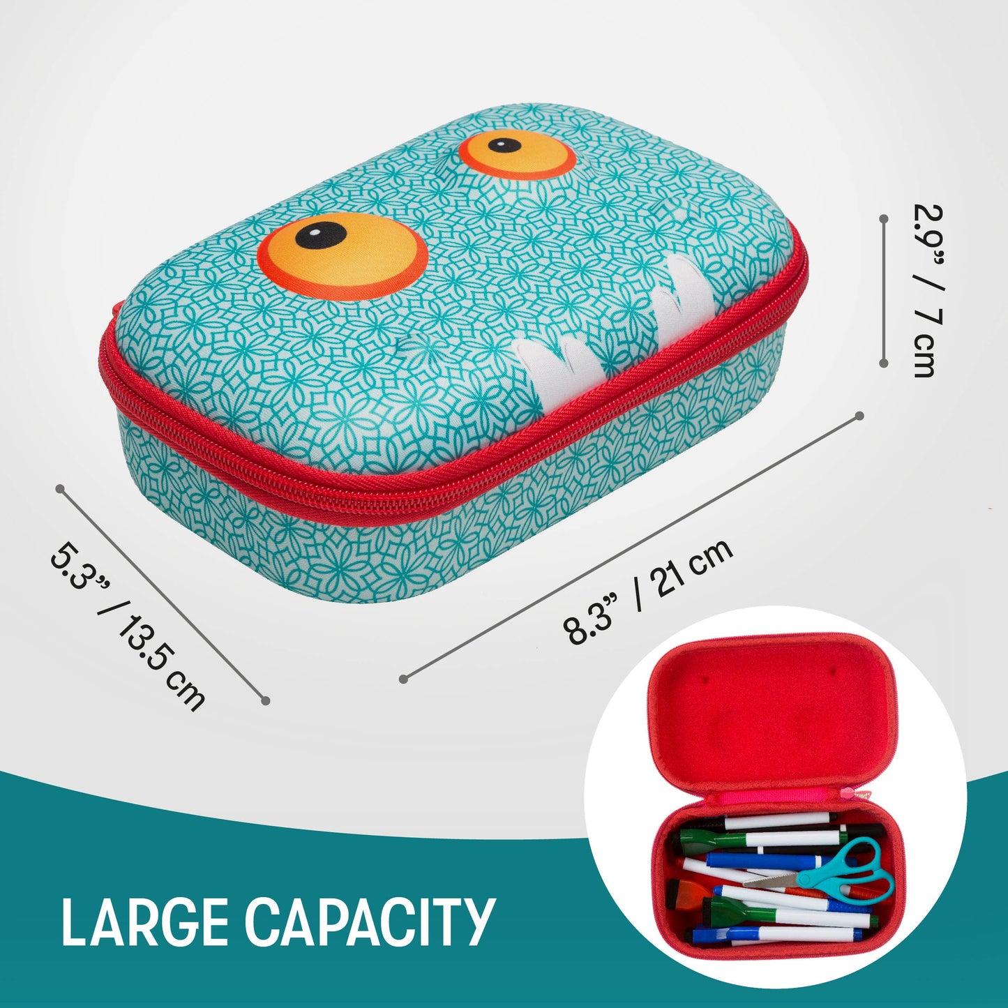 ZIPIT Beast Pencil Box for Kids, Blue Pencil Case