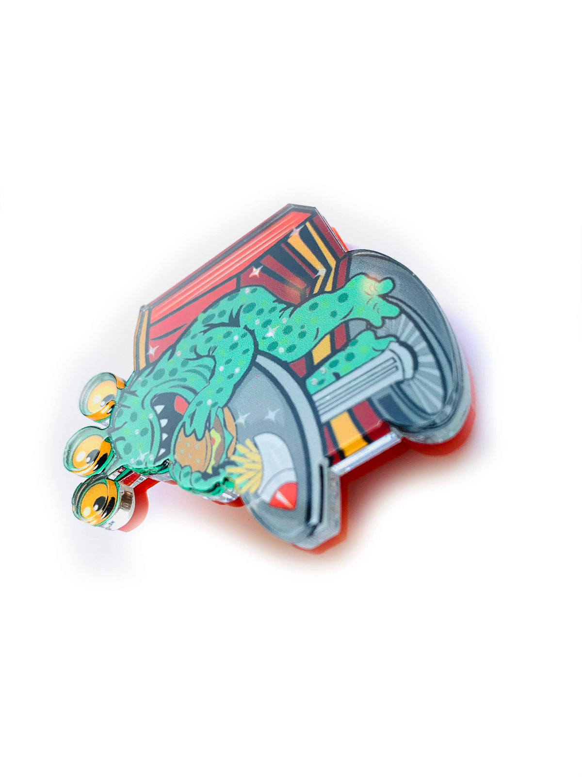 Retro Alien Diner Brooch,Kitsch Jewellery,Gift for Geeks