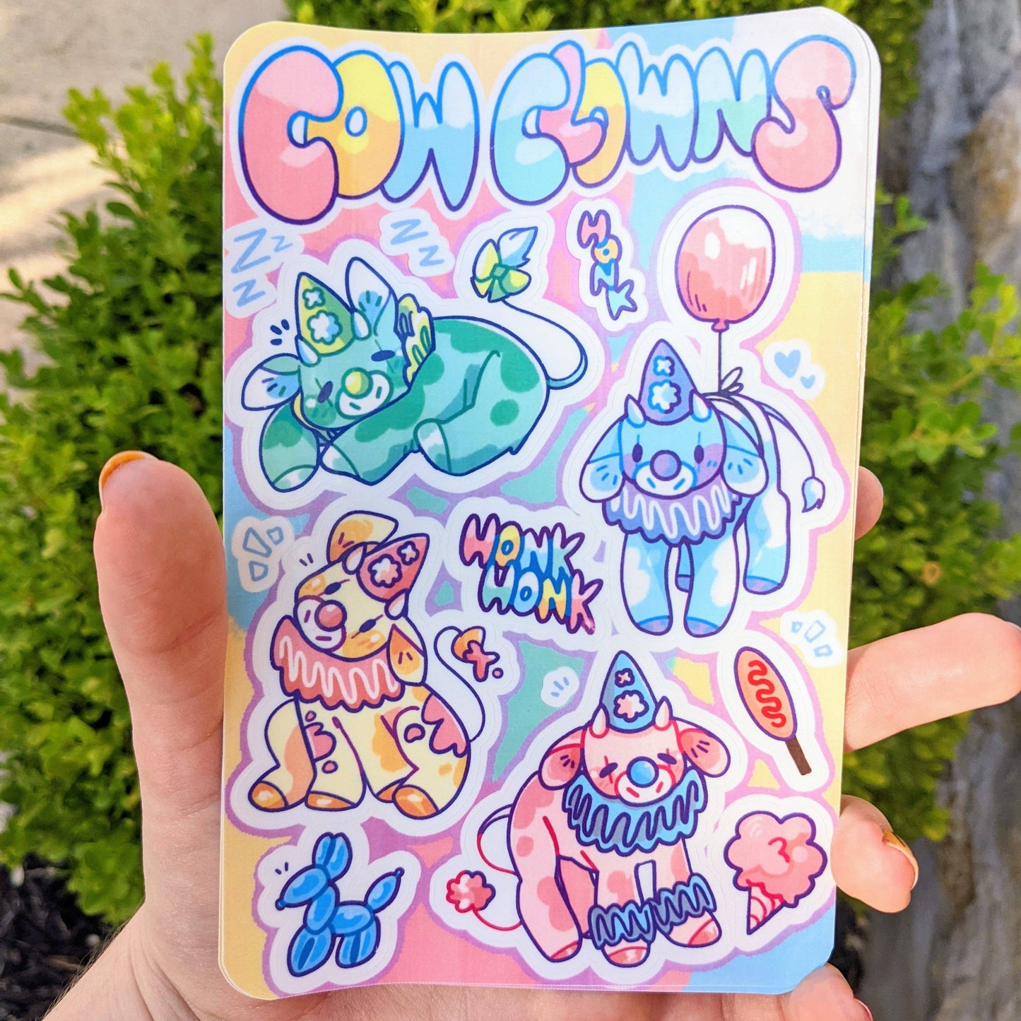 Cow Clown Sticker Sheet