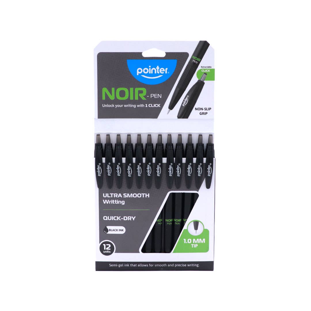 Pens – Noir 1.0mm Black 12 Count Retractable
