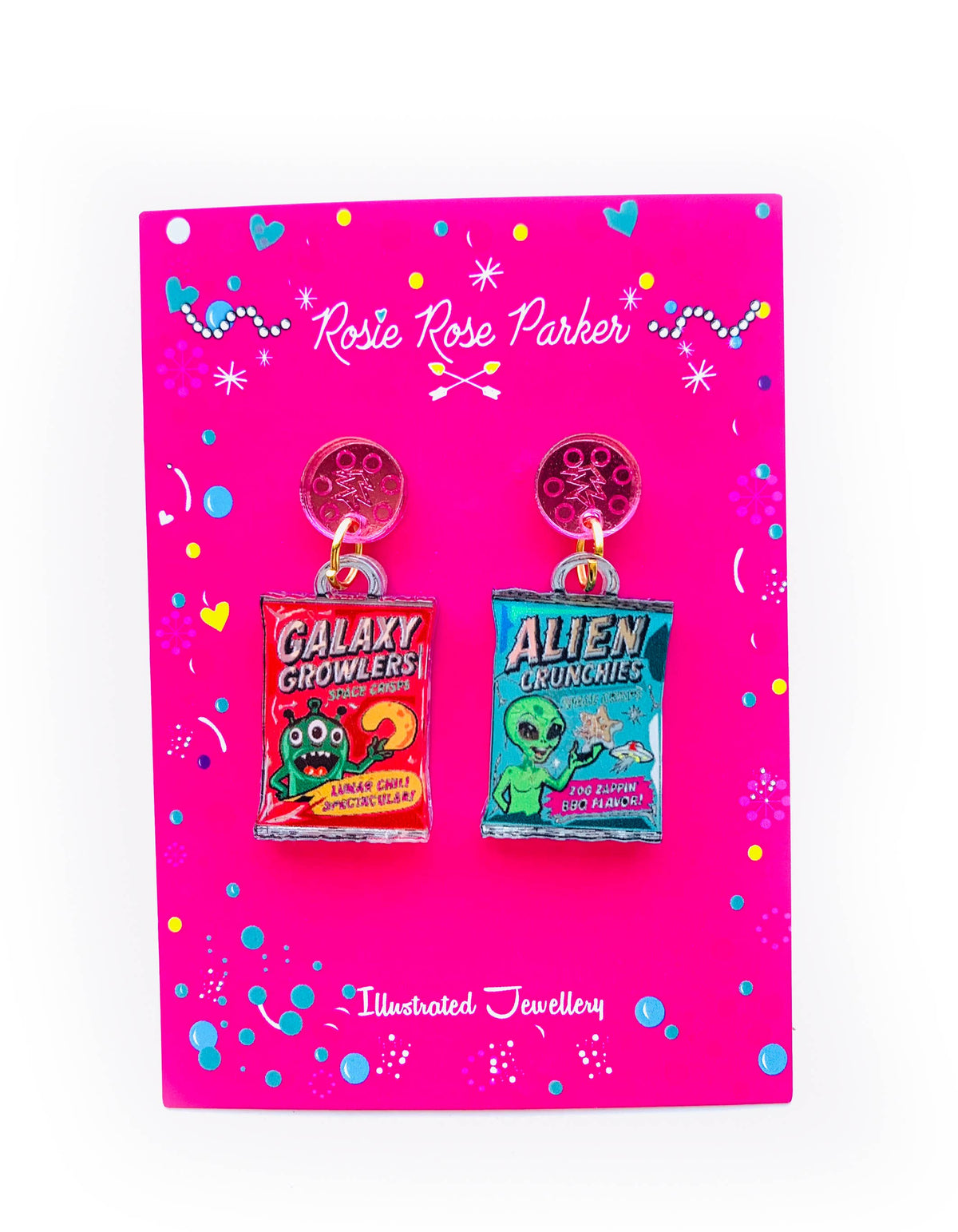 Sci fi statement acrylic earrings,food jewellery