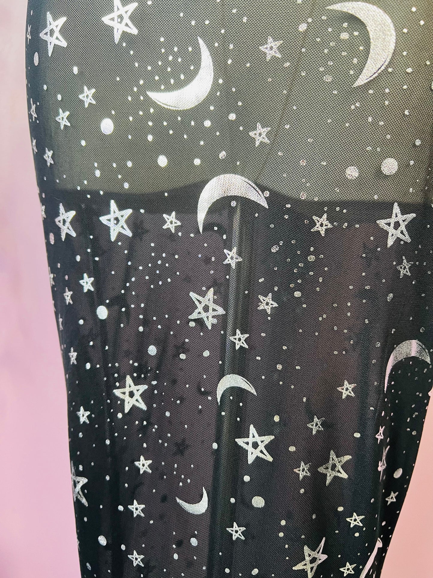 Sheer Hourglass Maxi Dress - Metallic Moon & Stars - READY to SHIP