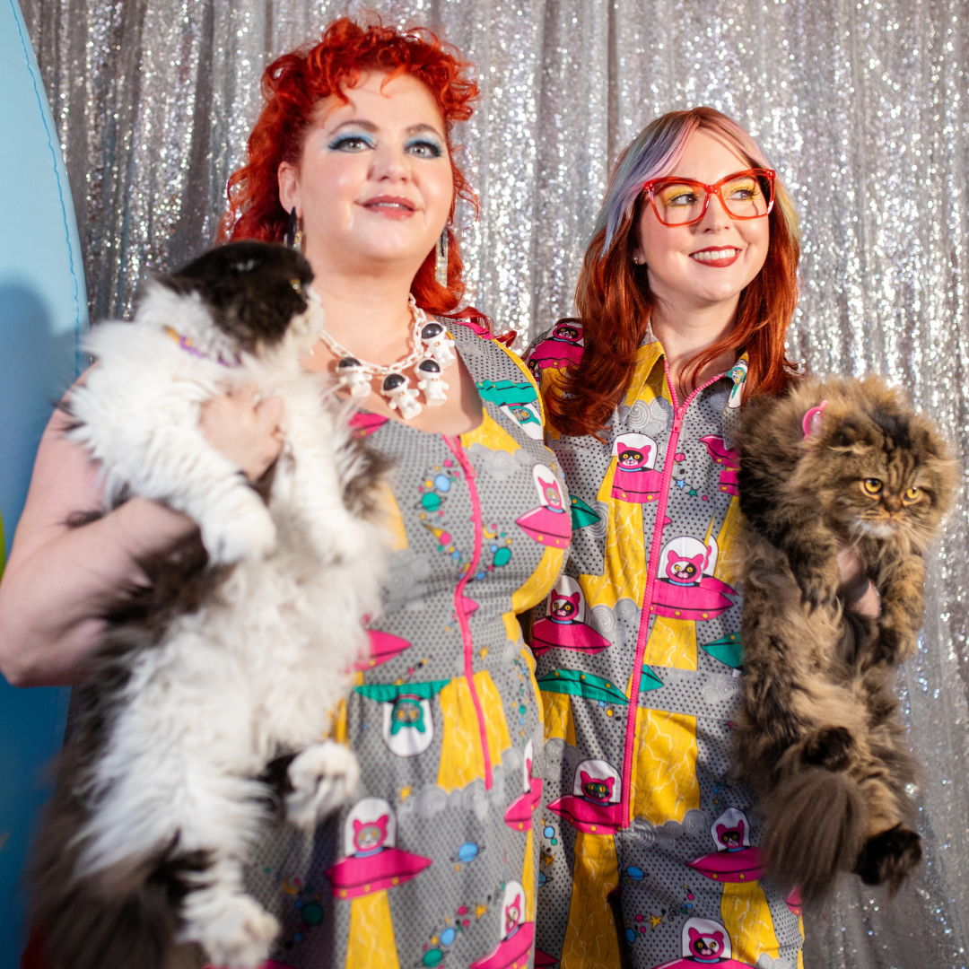 Cats in Space Jumpsuit in Asteroid Field