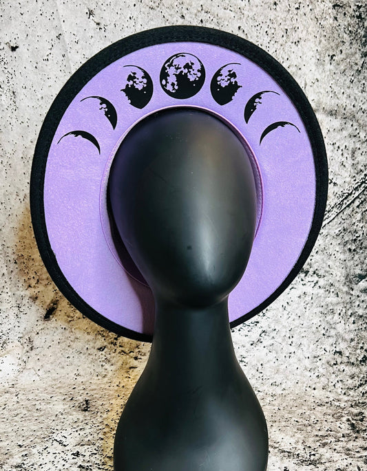 Vegan Felt Wide Brim Hat - "Lavender Moon Phase"