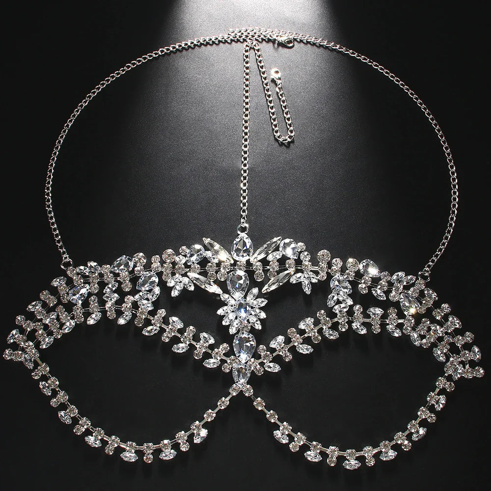 Exaggerated Rhinestone Masquerade Jewelry Face Mask