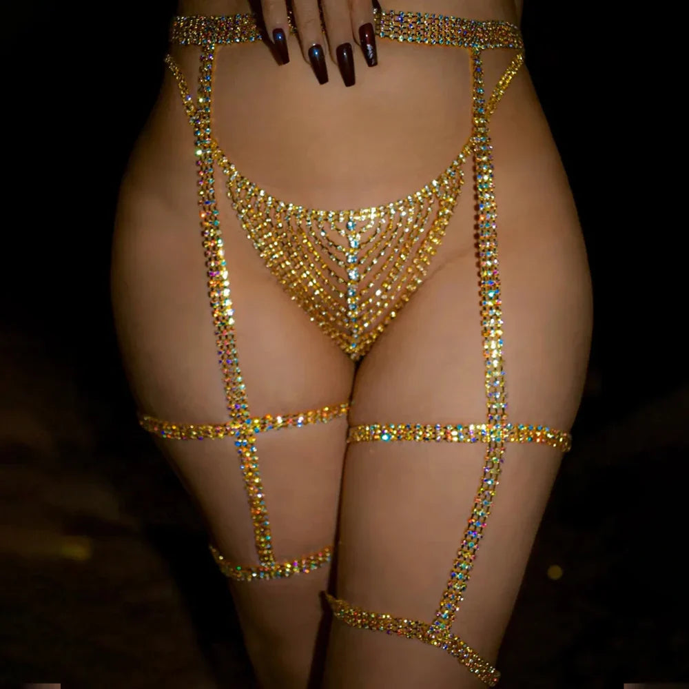 Festival Bikini Leg Chain Thong Set