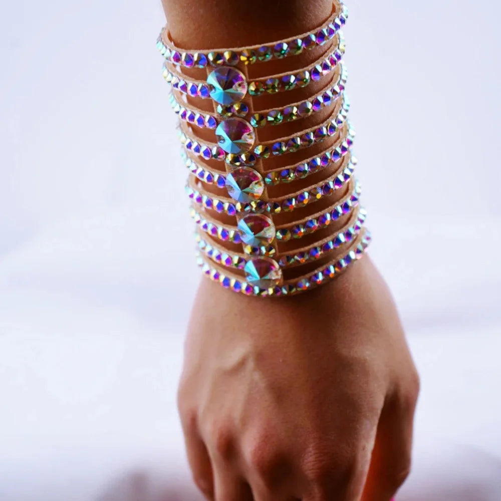 AB Rhinestone Crystal Wrap Tier Bracelet