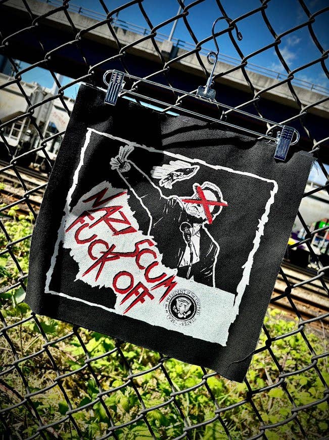 Elon musk, Nazi scum fuck off back patch.