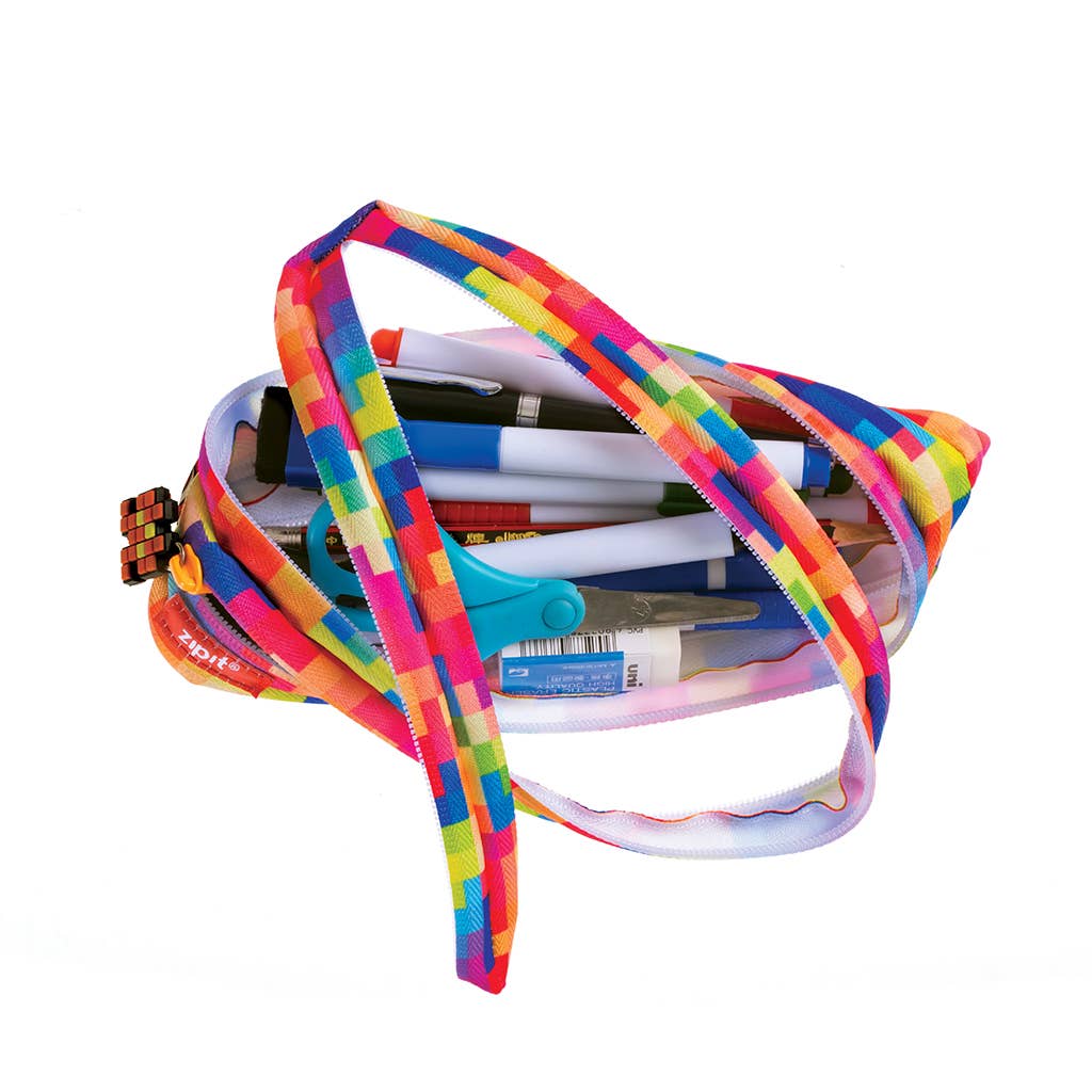 ZIPIT Pixel Pencil Case, Cool Gift for Kids, 16 Pack