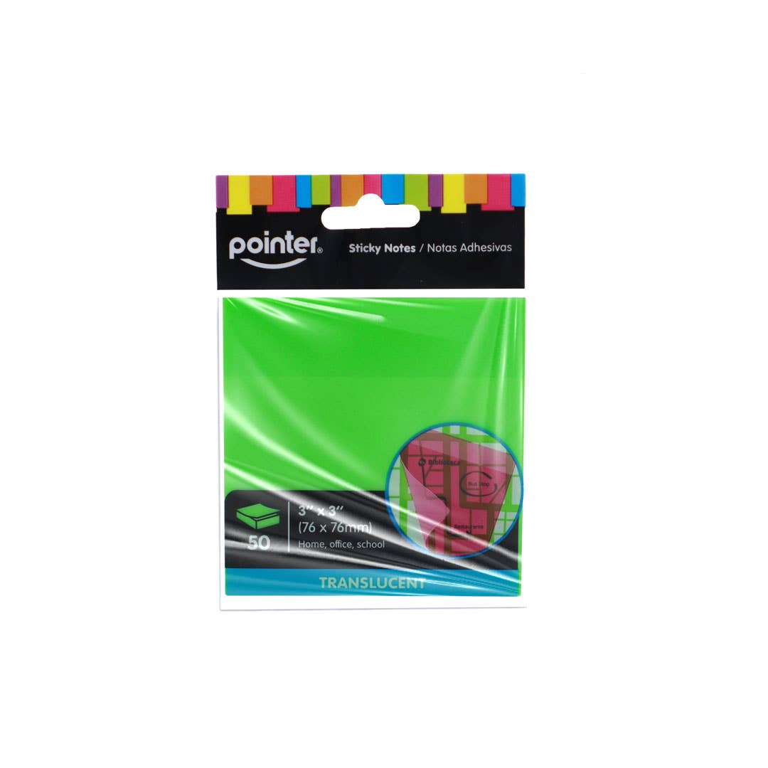 Sticky Notes, 3x3, Neon Translucent, 50 Sheets