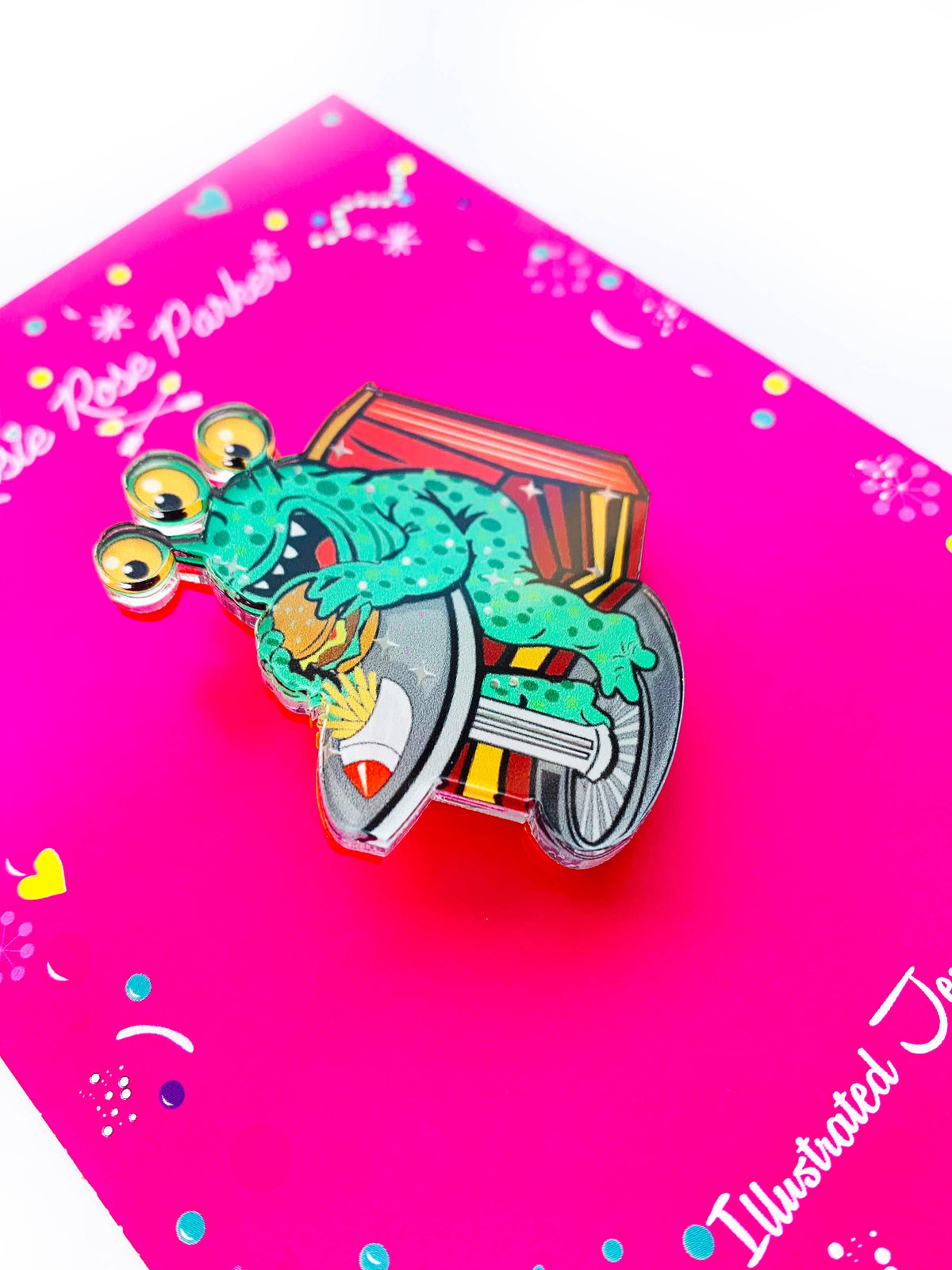 Retro Alien Diner Brooch,Kitsch Jewellery,Gift for Geeks
