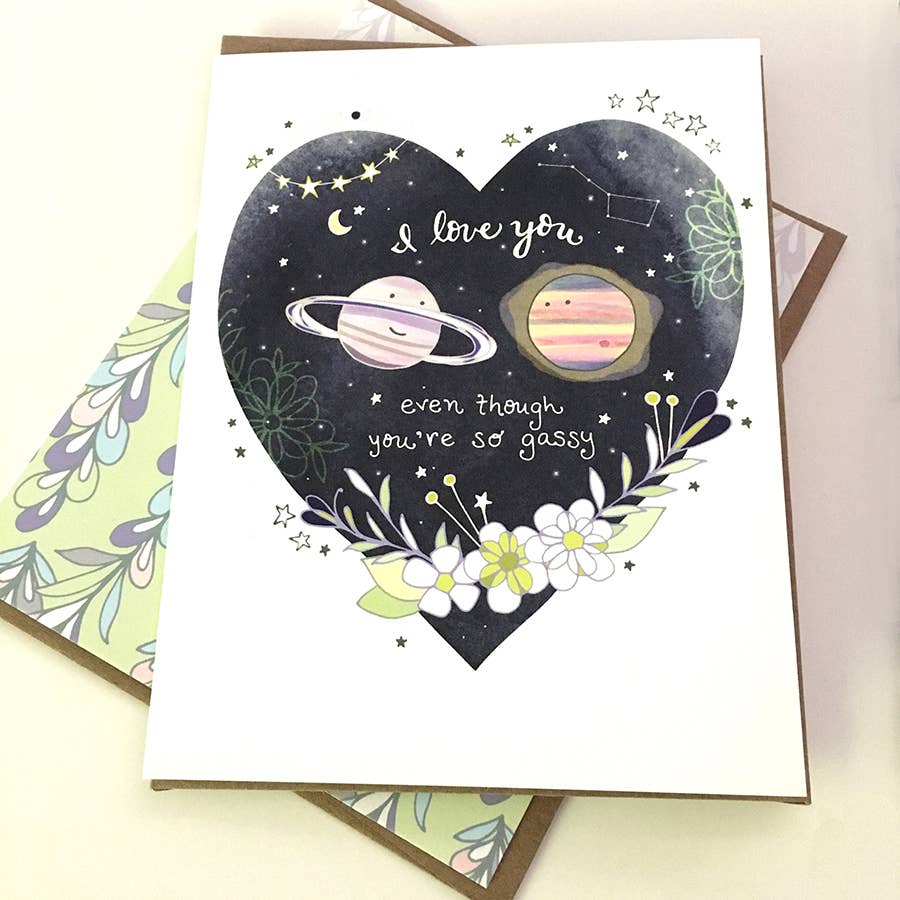 Gassy Planet Card - love greeting card, valentines day card
