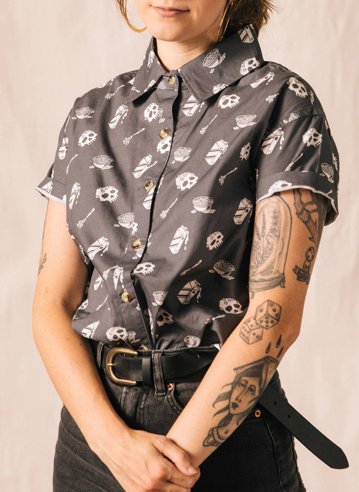 Cereal Killer Casual Button Down Shirt Men & Women: Men's M