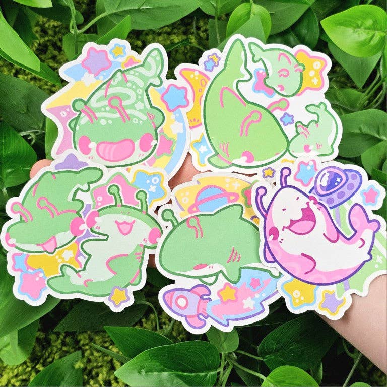 Alien Shark Stickers!: ALL FIVE!!
